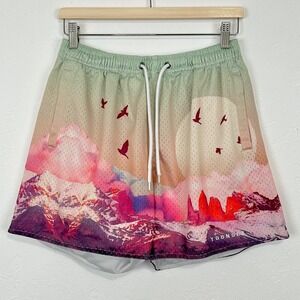 Youngla Block Party Sedona Sunrise Mens Shorts Sz Large Gym Mesh Training Shorts